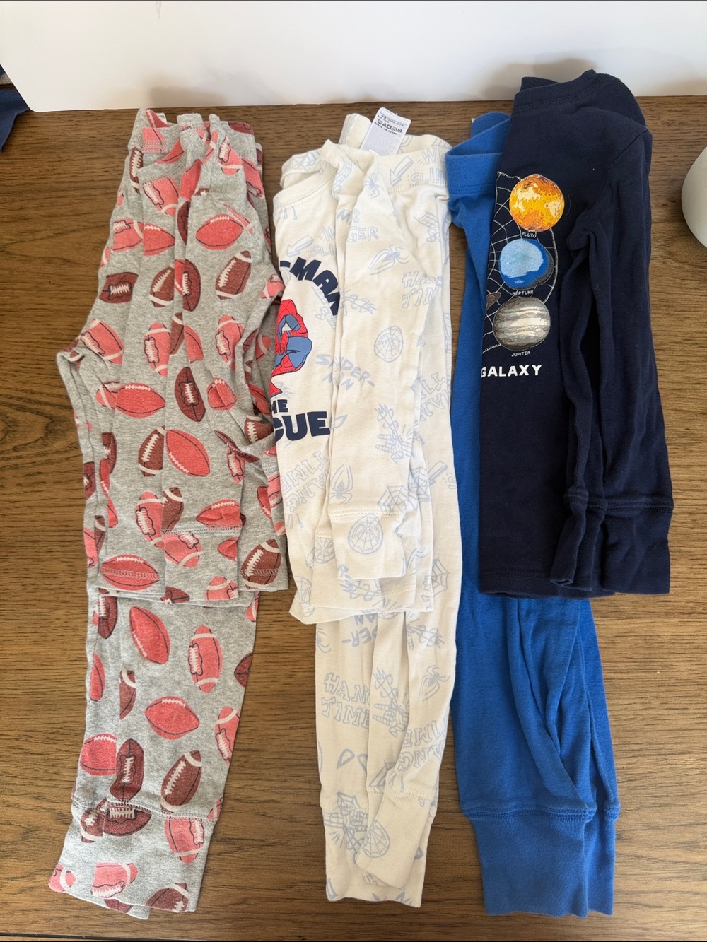 Gap Boys Football & Space Cotton Pajama Set - Grey, Cream, Blue, Navy